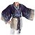 Autre Marque Kimono + Cinturón Obi de Seda Impresa Blanco Azul