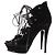 Décolleté Saint Laurent in camoscio nero con lacci - vista 3