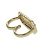 Chanel Doppel-Finger-Goldring mit Kunstperle Golden - Ansicht 6