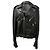 Amiri Zipped Bikerjacke aus schwarzem Schafsleder