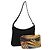 Borsa Salvatore Ferragamo in pelle tela 2 pezzi nero argento giallo Auth bs26749
