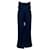 Autre Marque Prune Goldschmidt Alix Dark Blue Denim Chambray Bow Adorned High Rise Wide Leg Trousers Cotton  ref.2319495