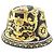 Cappello bucket reversibile in seta con logo FF di Fendi Marrone Nero Giallo