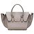 Céline Bolsa de mão em couro de bezerro grão pequeno Celine Brown com nó de gravata Marrom Taupe