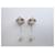 Orecchini Chanel CC 3D Dorati/Bianco D'oro - vista 3