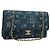 Sac à épaule en toile matelassée Icon Line de CHANEL, bleu marine, doré, CC Auth 127540SV