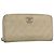 CHANEL Cartera Larga Matelassé Suede Beige Plata CC Auth 130516