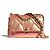 Chanel 19 Couro de bezerro iridescente acolchoada média aba rosa