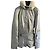 Fendi Silver Metallic Nylon Jacket with Fur Collar Silvery