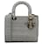 Dior Medium Canvas Cannage Lady D Lite Grey Leather  ref.2340999