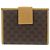 Céline Celine Leather Folding Wallet Brown Vintage