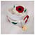 Yves Saint Laurent Ceinture blanche YSL des années 80 avec des coquelicots rouges  - vue 7