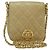 CHANEL Borsa a Spalla Matelassé con Catena in Pelle di Agnello Beige Oro CC Auth BA3639 D'oro