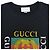 T-shirt in cotone nero con logo Gucci stampato - vista 5