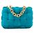 BOTTEGA VENETA - Borsa a spalla Chain Cassette in suede blu turchese