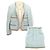 CHANEL - Completo giacca e gonna Chanel in tweed blu e avorio (36) Beige