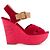 LOUIS VUITTON - Sandali con zeppa Louis Vuitton in denim rosso e suede (taglia 37,5) - vista 2