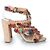 Chloé, Sandali con tacco a blocco Liz in seta con frange Marrone Multicolore - vista 4