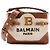 BALMAIN - Bandolera B-Buzz 22 Balmain en lona beige y cuero marrón