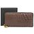 Autre Marque Cartera redonda con cremallera de cuero de cocodrilo marrón oscuro Castaño