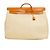 Herbag Borsa da viaggio Hermès in tela Criss Viking e pelle di mucca Hunter Beige - vista 4