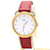 Montre Hermès Arceau acier et plaqué or avec bracelet cuir rouge Doré  - vue 1