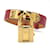 Hermes Kelly watch.- Single strap red leather bracelet signed Hermès. Golden  - view 1