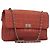 CHANEL Choco Bar Schultertasche aus Lammleder Rot Silber CC Auth BA3678