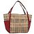 Burberry Borsa Tote Nova Check in PVC beige, oro e rosso Auth 128403 D'oro