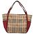 Burberry Borsa Tote Nova Check in PVC beige, oro e rosso Auth 128403 D'oro - vista 13