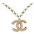 NUOVO COLLANA CHANEL PENDENTE LOGO CC STRASS MULTICOLOR ORO D'oro - vista 3