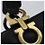 Borsa a Spalla Gancini in Pelle Nera e Oro Salvatore Ferragamo Auth gh274 Nero D'oro - vista 14