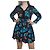 Mini Abito Maje Floreale Maniche Lunghe Viscosa Nero Blu Arancione Multicolore