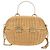 Borsa a spalla in rattan con catena CHANEL paglia beige oro CC Auth 128491SV D'oro - vista 2