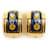 Cloisonné Metall Emaille Clip Ohrringe von Hermès Golden Marineblau  - Ansicht 1