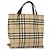 Burberry Borsa Tote Nova Check in PVC beige argento Auth gh491