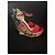 Espadrillas Gucci in suede rosso con ricamo floreale e zeppa - vista 2