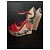 Espadrillas Gucci in suede rosso con ricamo floreale e zeppa - vista 3