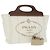 PRADA Borsa Canapalage in Tela Bianca Argento 1BG350 Auth 101308SV Bianco