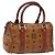 Borsa Boston MCM Logogram Vicetos in pelle PVC marrone e oro Auth bs27984 D'oro
