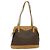 Céline Borsa a Spalla Cicada in Tela Macadam CELINE in Pelle PVC Marrone Oro Auth BD771 D'oro
