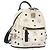 MCM Vicetos Logogram Backpack PVC Leather White Navy gold Auth BA110 Golden Navy blue