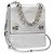 Borsa a mano in pelle PRADA con catena 2 in 1 Argento Auth BD055AV