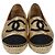 Chanel Gold/Black Espadrilles CC Cap Toe Flats Golden