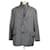 Corneliani Gray Zip Closure Pointed Collar Single Breasted Blazer Brown Silk Wool  ref.2380044