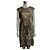 Marchesa Abito in pizzo ricamato e broccato in oro e nero D'oro Metallico