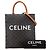 Céline Cabas vertical en toile enduite Triomphe petit modèle marron de Celine Marron foncé - vue 10