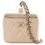 Chanel Mini Vanity Case in Caviar Iridescente Marrone Trapuntato con Catena e Perla in Alto Beige