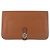 Portafoglio lungo Hermès Dogon GM in Taurillon Clémence Metallico Bronzo