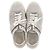 Sneakers basse Chanel CC in suede grigio e mesh - vista 3